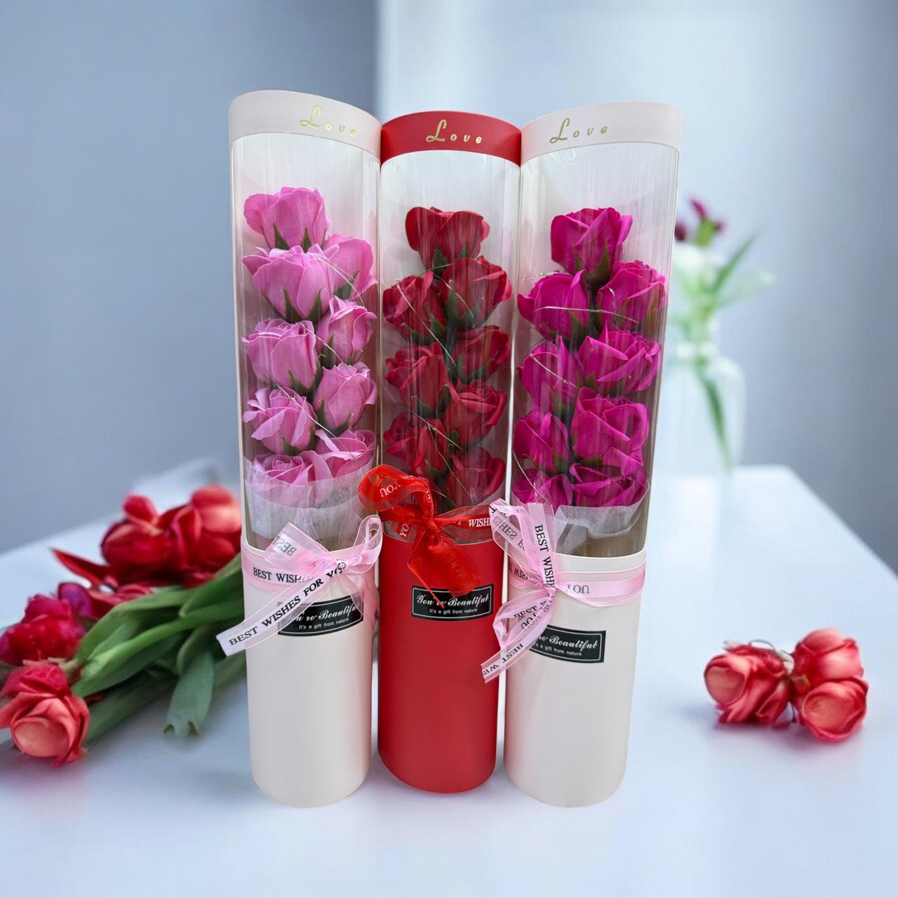 Ramo de flores con pétalos de jabón con luces largo - Imagen 2