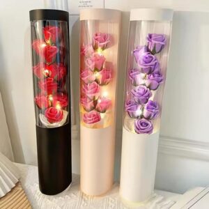 Ramo de flores con pétalos de jabón con  luces largo